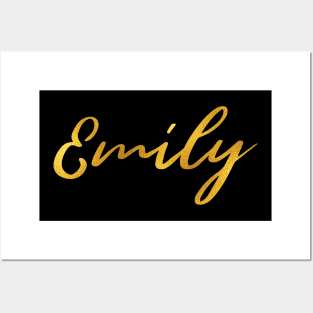 Emily Name Hand Lettering in Faux Gold Letters Posters and Art